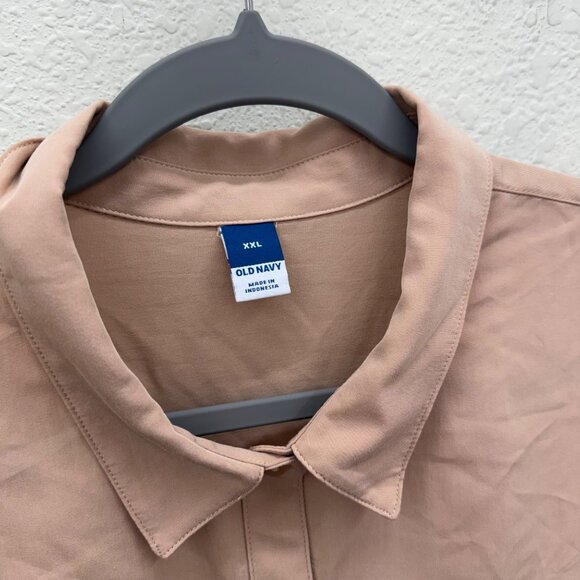 Old Navy Tiramisu Long Sleeve Double Pocket Button Up Shirt Womens size XXL NEW - Picture 2 of 6